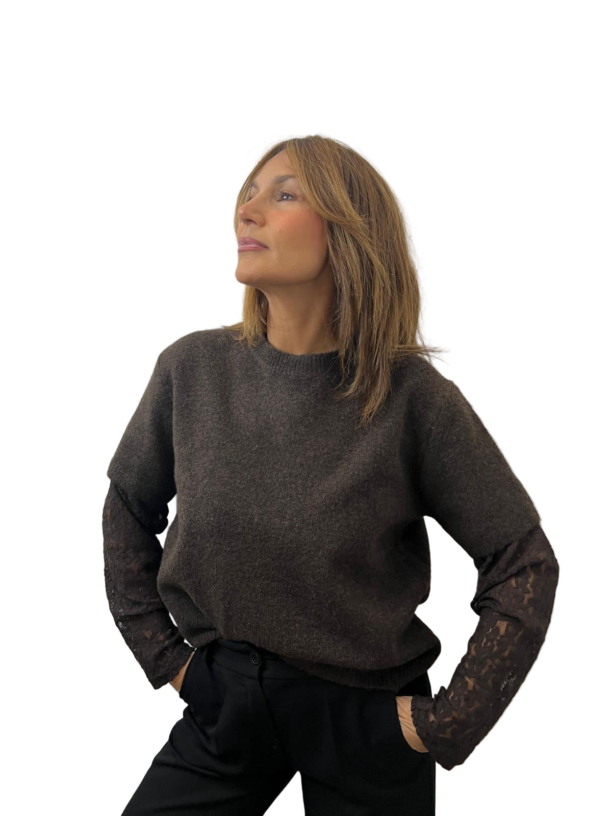 Maglia con maniche in pizzo